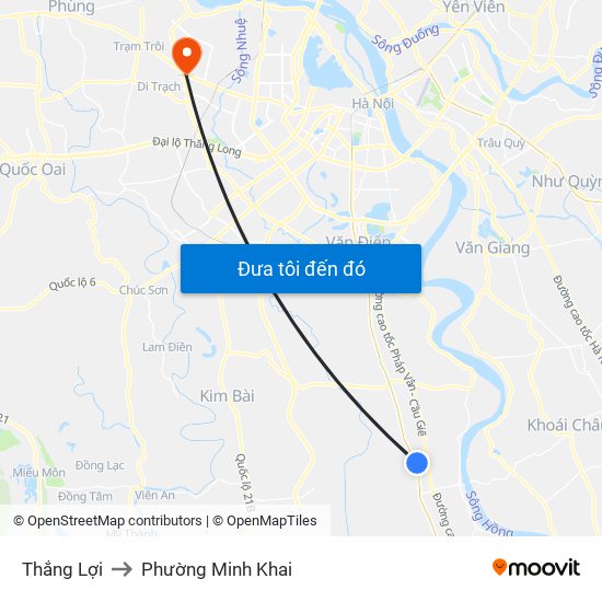 Thắng Lợi to Phường Minh Khai map