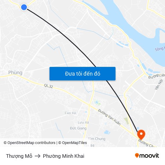 Thượng Mỗ to Phường Minh Khai map