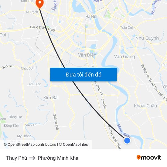 Thụy Phú to Phường Minh Khai map