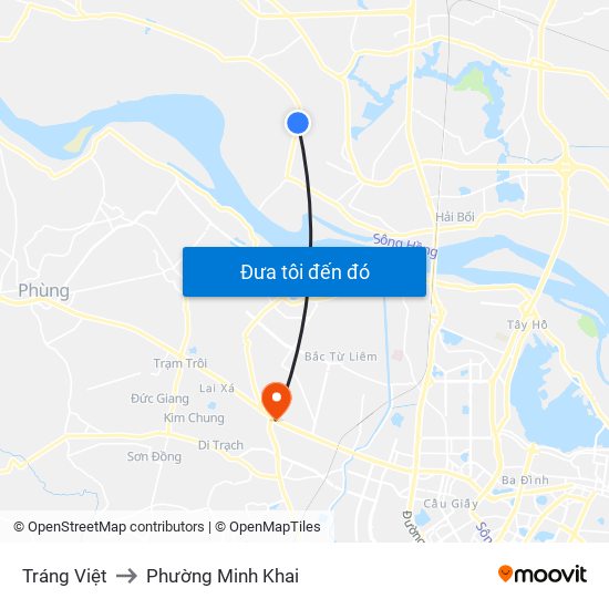 Tráng Việt to Phường Minh Khai map