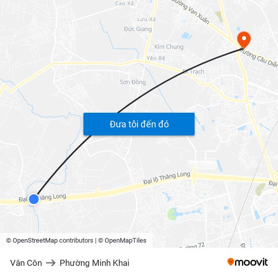 Vân Côn to Phường Minh Khai map