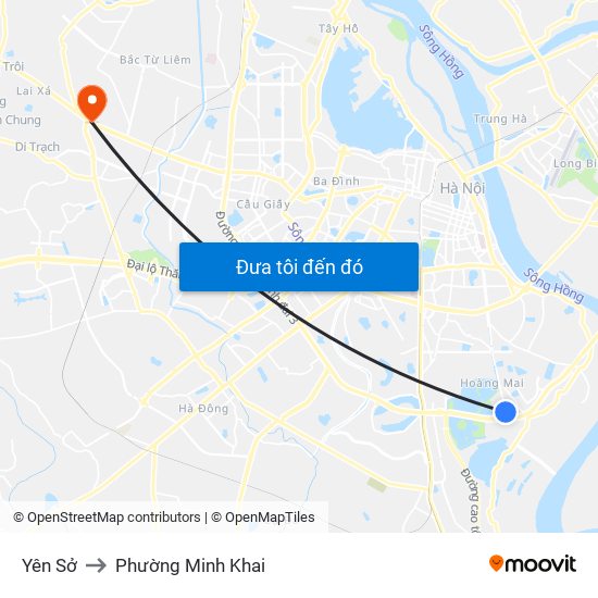 Yên Sở to Phường Minh Khai map