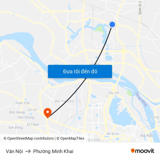 Vân Nội to Phường Minh Khai map