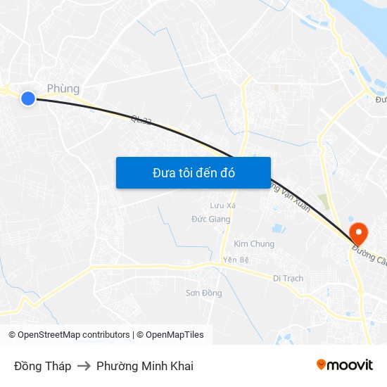 Đồng Tháp to Phường Minh Khai map