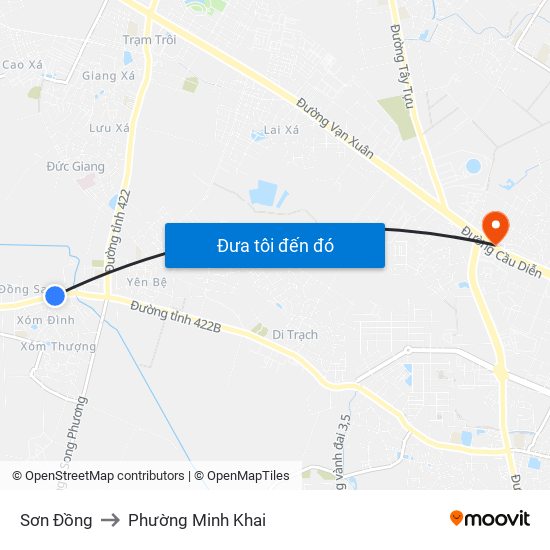 Sơn Đồng to Phường Minh Khai map