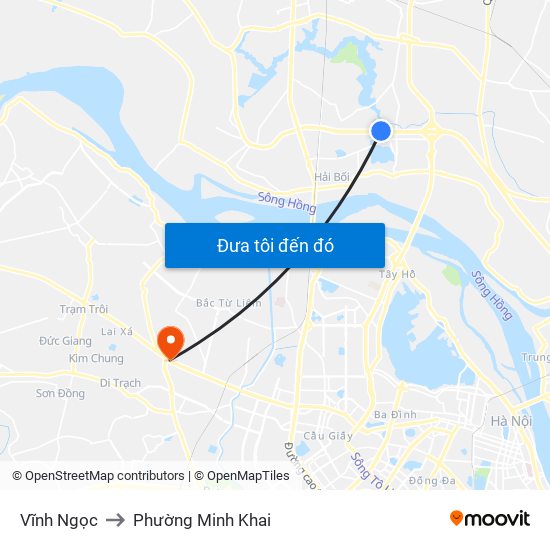 Vĩnh Ngọc to Phường Minh Khai map