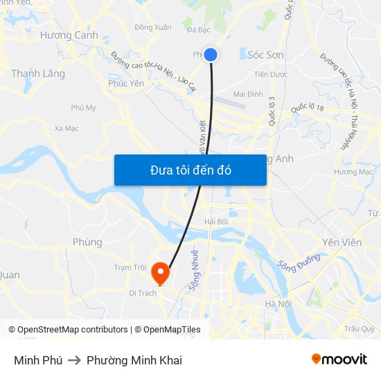 Minh Phú to Phường Minh Khai map