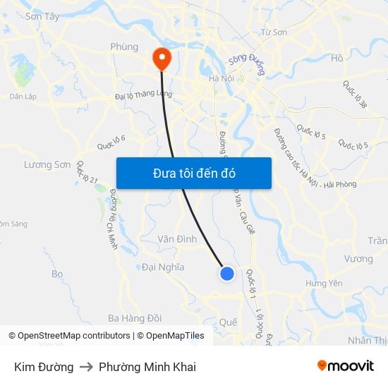 Kim Đường to Phường Minh Khai map