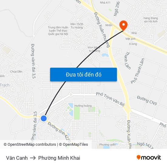 Vân Canh to Phường Minh Khai map