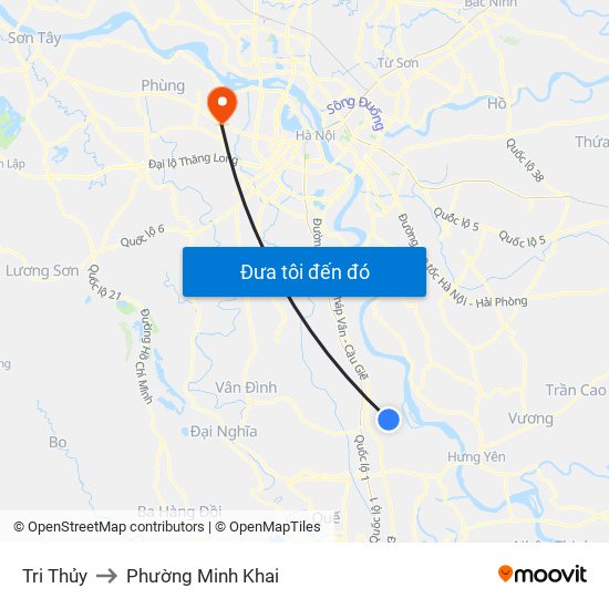 Tri Thủy to Phường Minh Khai map