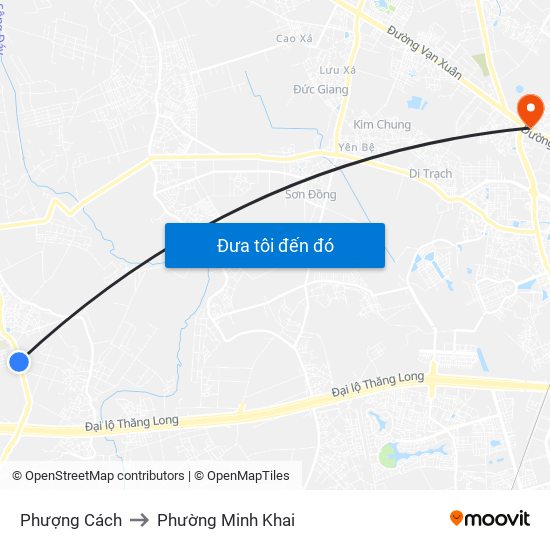Phượng Cách to Phường Minh Khai map