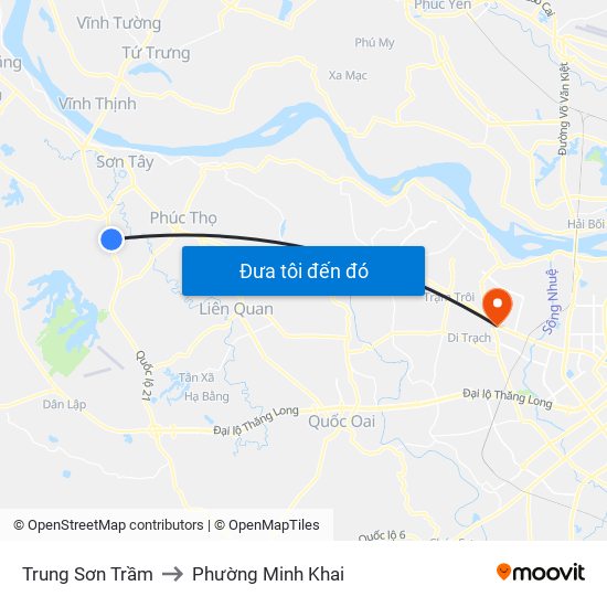 Trung Sơn Trầm to Phường Minh Khai map