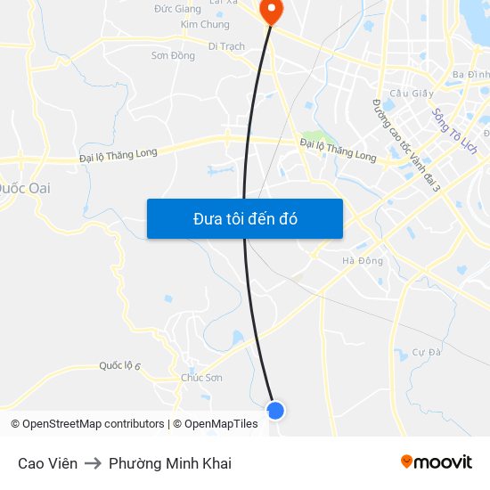 Cao Viên to Phường Minh Khai map