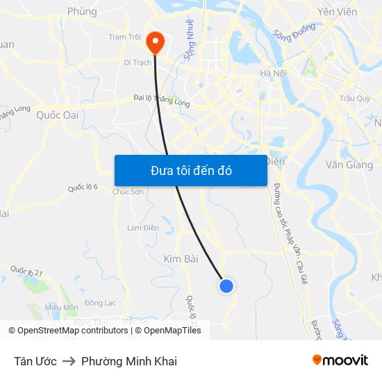 Tân Ước to Phường Minh Khai map