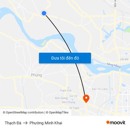 Thạch Đà to Phường Minh Khai map