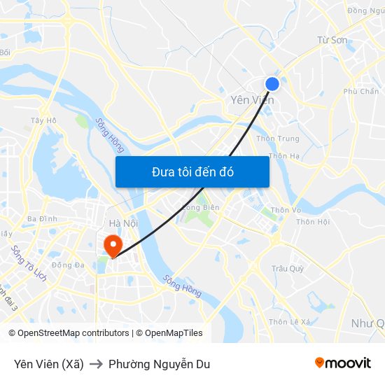 Yên Viên (Xã) to Phường Nguyễn Du map