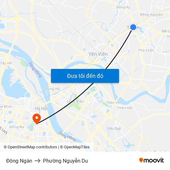 Đông Ngàn to Phường Nguyễn Du map