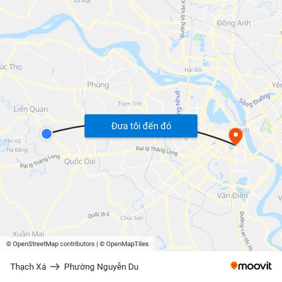 Thạch Xá to Phường Nguyễn Du map