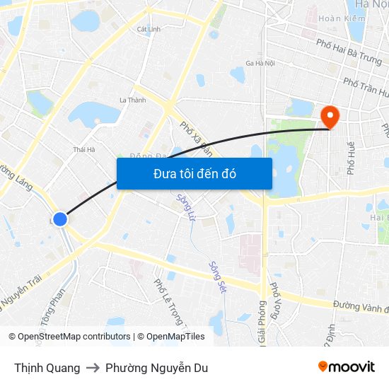 Thịnh Quang to Phường Nguyễn Du map
