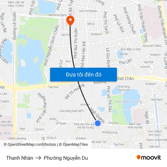 Thanh Nhàn to Phường Nguyễn Du map