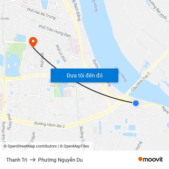 Thanh Trì to Phường Nguyễn Du map