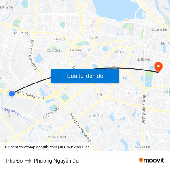 Phú Đô to Phường Nguyễn Du map