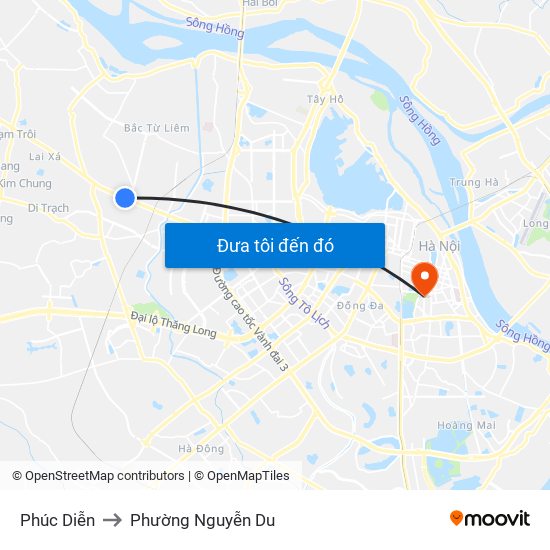 Phúc Diễn to Phường Nguyễn Du map