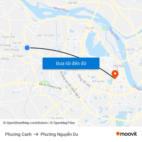 Phương Canh to Phường Nguyễn Du map