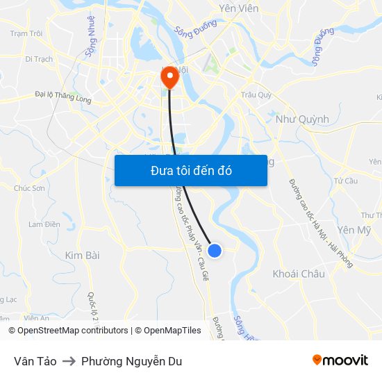 Vân Tảo to Phường Nguyễn Du map