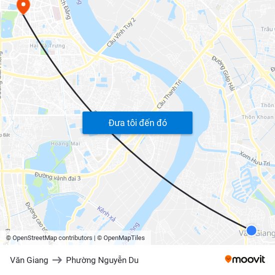 Văn Giang to Phường Nguyễn Du map