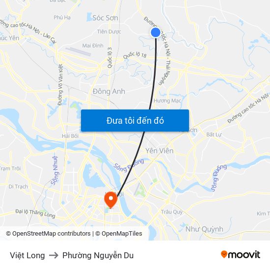 Việt Long to Phường Nguyễn Du map