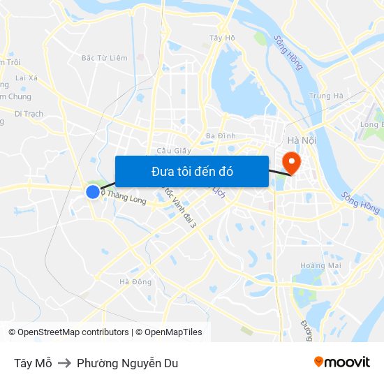 Tây Mỗ to Phường Nguyễn Du map