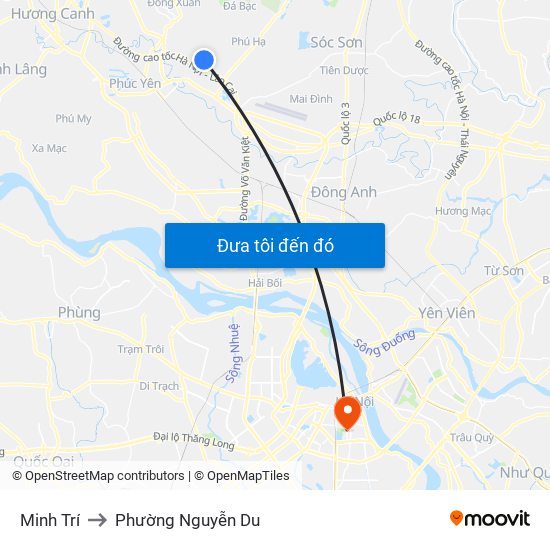 Minh Trí to Phường Nguyễn Du map
