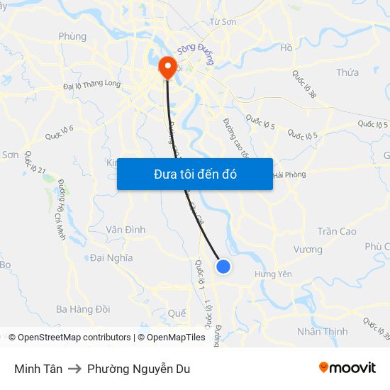 Minh Tân to Phường Nguyễn Du map