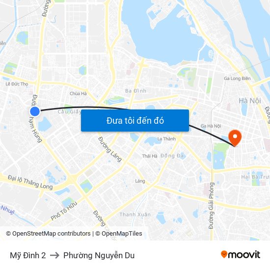 Mỹ Đình 2 to Phường Nguyễn Du map