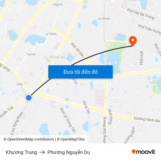 Khương Trung to Phường Nguyễn Du map