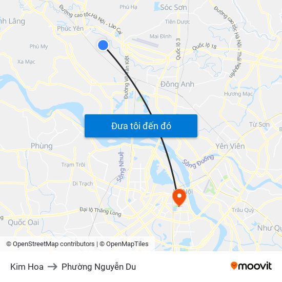 Kim Hoa to Phường Nguyễn Du map