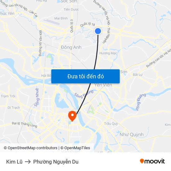 Kim Lũ to Phường Nguyễn Du map