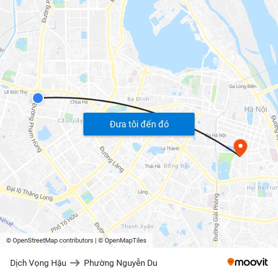 Dịch Vọng Hậu to Phường Nguyễn Du map