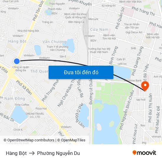 Hàng Bột to Phường Nguyễn Du map