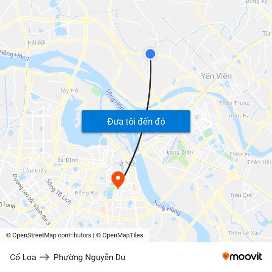 Cổ Loa to Phường Nguyễn Du map