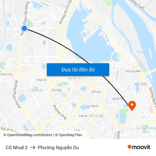 Cổ Nhuế 2 to Phường Nguyễn Du map