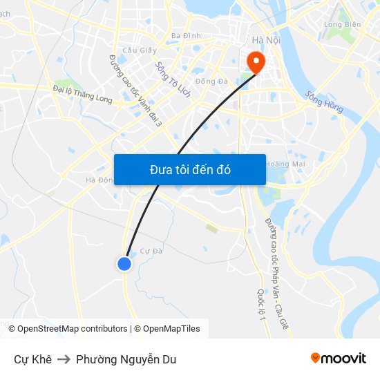 Cự Khê to Phường Nguyễn Du map