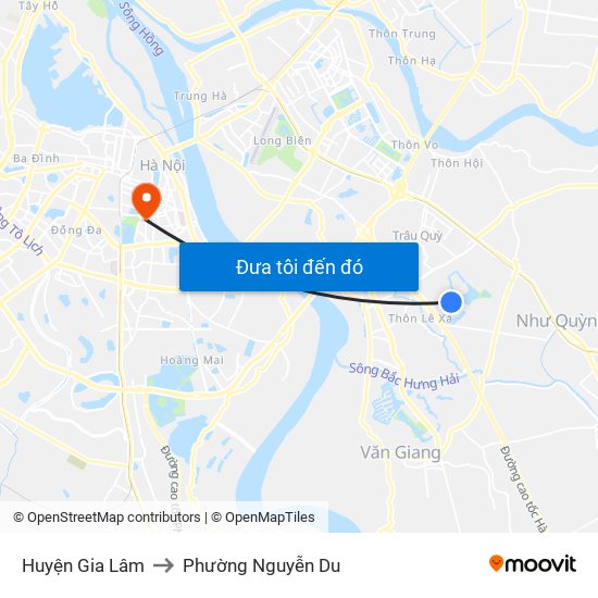 Huyện Gia Lâm to Phường Nguyễn Du map