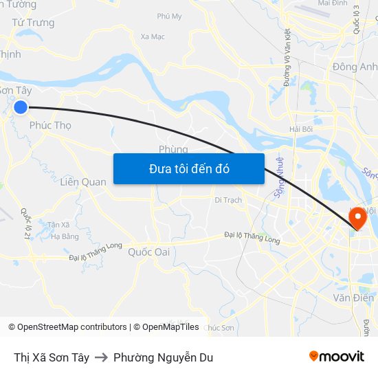 Thị Xã Sơn Tây to Phường Nguyễn Du map