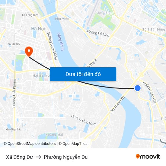 Xã Đông Dư to Phường Nguyễn Du map