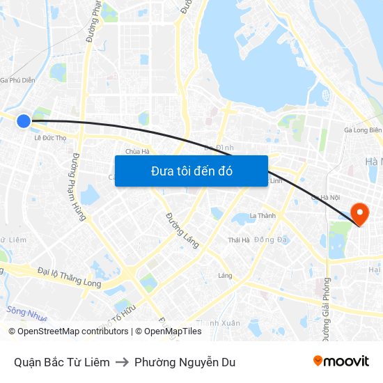 Quận Bắc Từ Liêm to Phường Nguyễn Du map