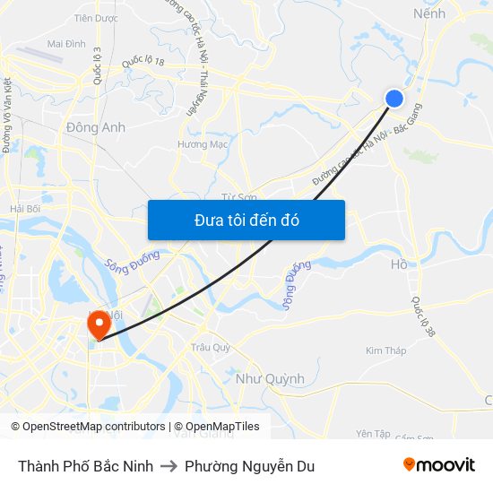 Thành Phố Bắc Ninh to Phường Nguyễn Du map