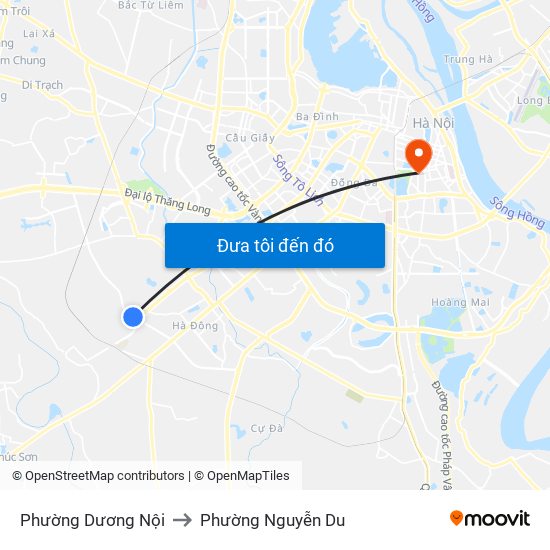 Phường Dương Nội to Phường Nguyễn Du map