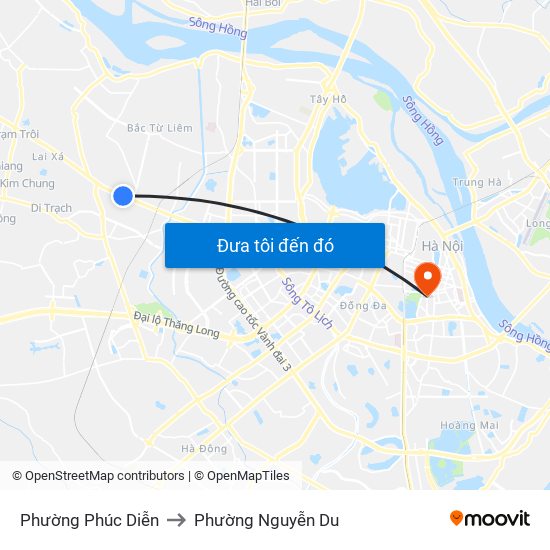 Phường Phúc Diễn to Phường Nguyễn Du map